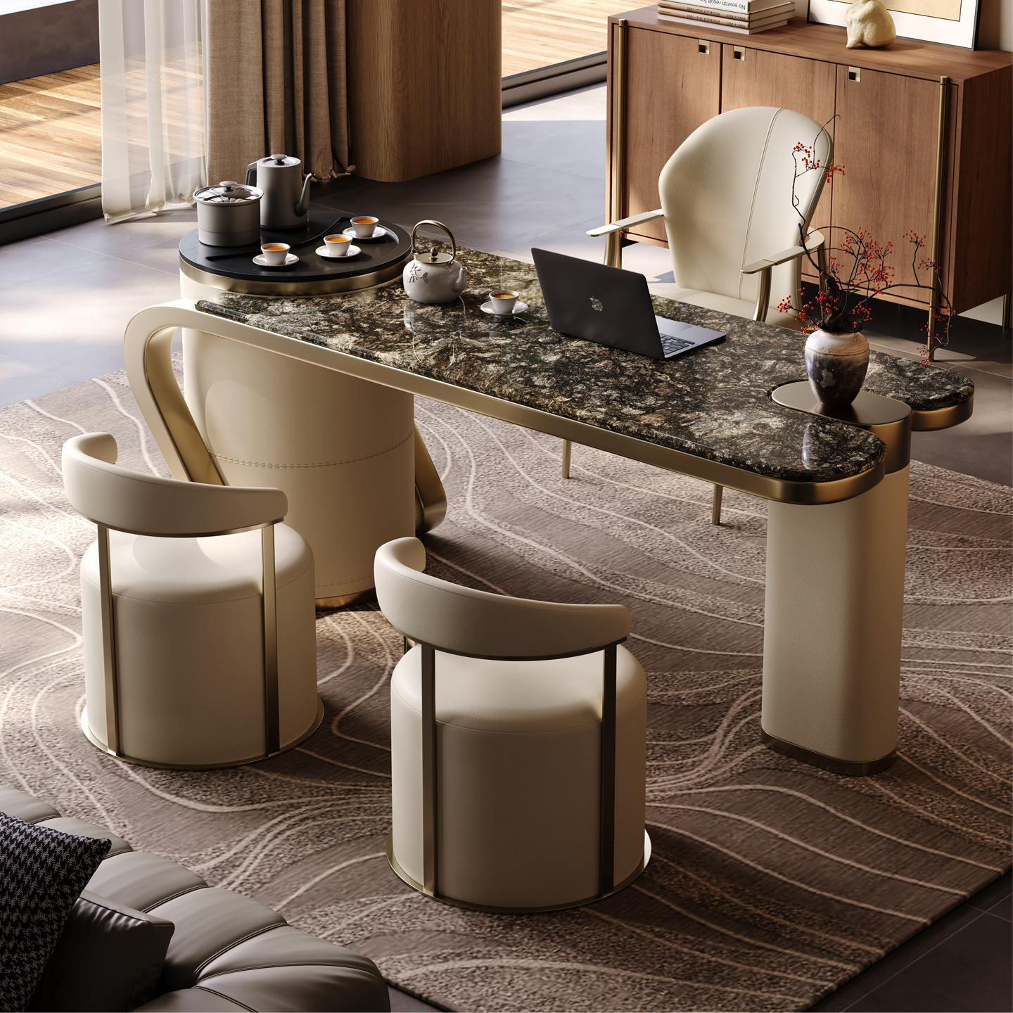 设计师款天然奢石高端茶台