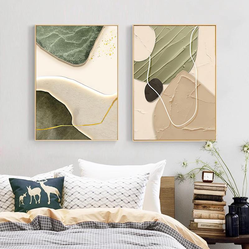 奶油风主卧背景墙挂画现代简约卧室客厅装饰画玄关抽象壁画床头画