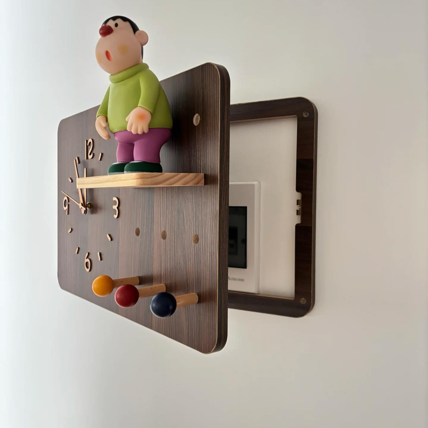 电表箱装饰画2025新款中古风电闸盒带钟表画免打孔轻奢高级感时钟