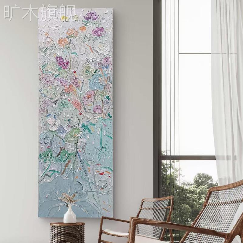 荷塘月色 奶油风客厅装饰画 画小众艺术高级感抽象花卉玄关走廊挂