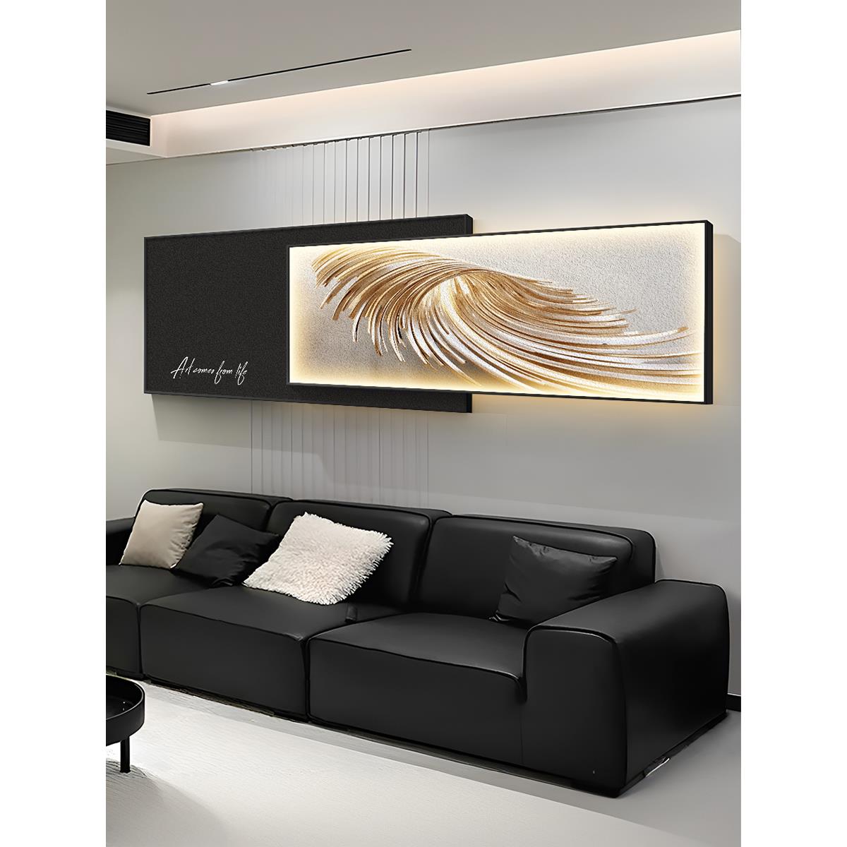 轻奢高级感客厅装饰画意式极简沙发背景墙挂画适合大白墙的壁画灯