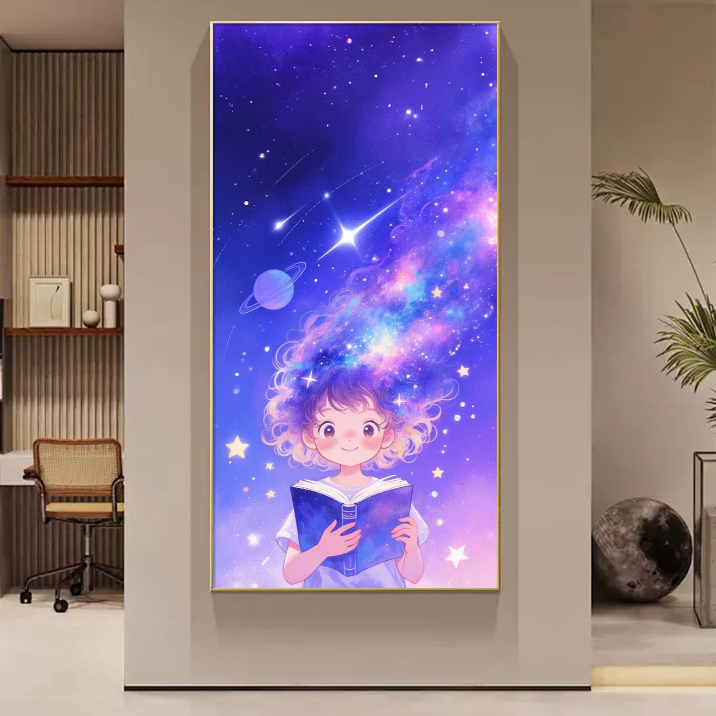 卡通动漫儿童房装饰画小清新失落的星球房间壁画温馨玄关走廊挂画