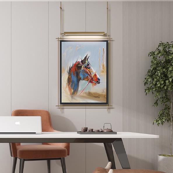 金属灯架装饰画客厅玄关挂画墙上抽象高级感壁画带灯卧室装置画