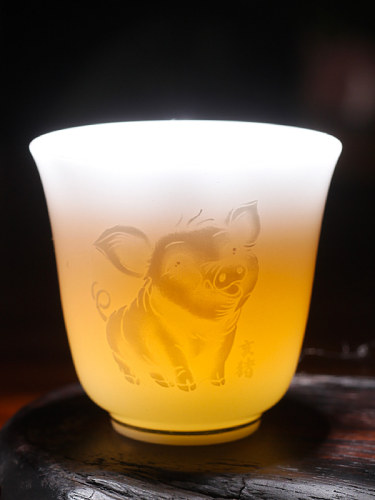 浮雕十二生肖主人杯冰种玉瓷薄胎茶杯品茗杯个人单杯功夫茶具礼品