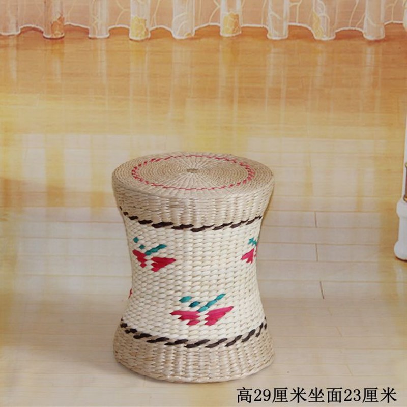 草编手工艺品天然蒲草榻榻米圆鼓圆凳坐墩换鞋凳小凳子客厅茶几凳