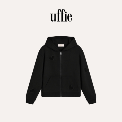 uffie于绘连帽爱心烫钻拉链卫衣