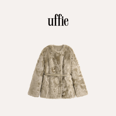 UFFIE于绘 一手长系腰带湖羊卷毛皮草