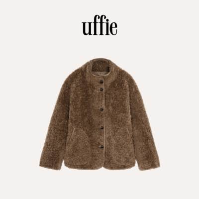 UFFIE于绘 泰迪卷 皮边短外套