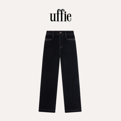 uffie于绘磨毛棉弹直筒牛仔裤