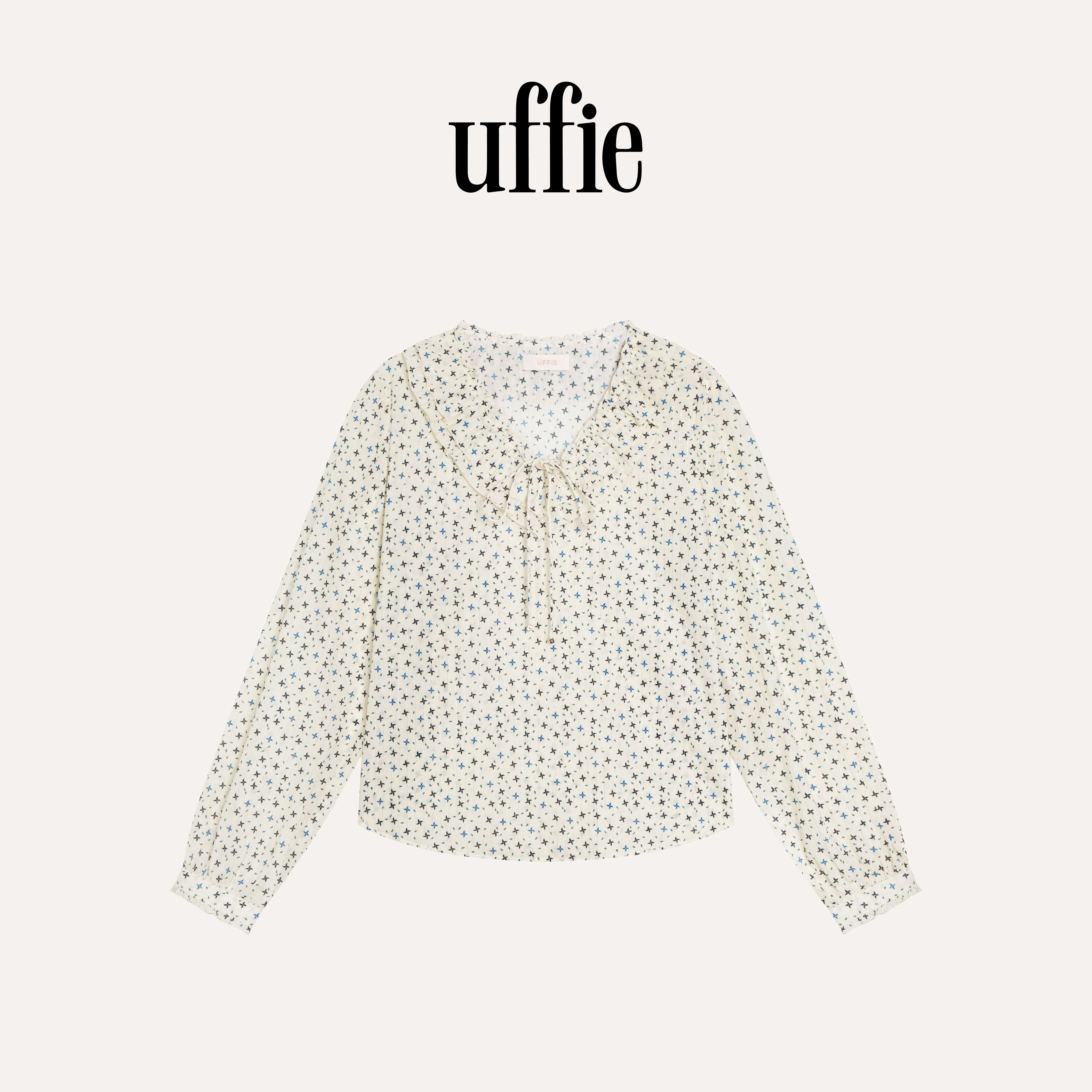 UFFIE于绘 风车茉莉 荷叶边小V领长袖衬衫