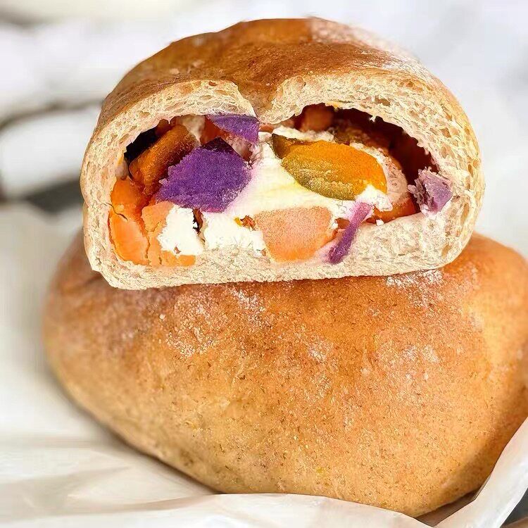 大末手作五谷丰登杂粮欧包紫薯贝贝南瓜板栗仁夹心糕点饱腹早餐