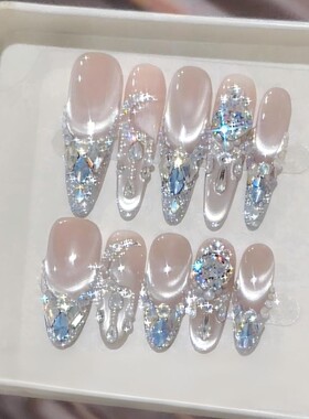 揽月星河猫眼纯手工穿戴甲百搭
