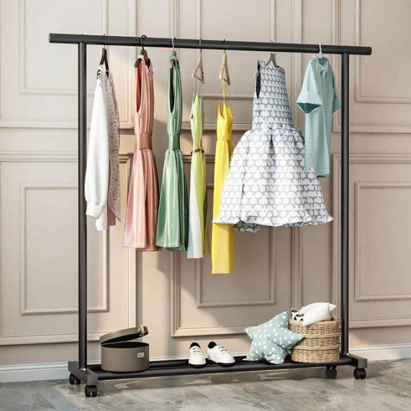 衣架落地式可移动挂衣架宿舍卧室简易家用出租屋凉衣服带滑轮架子