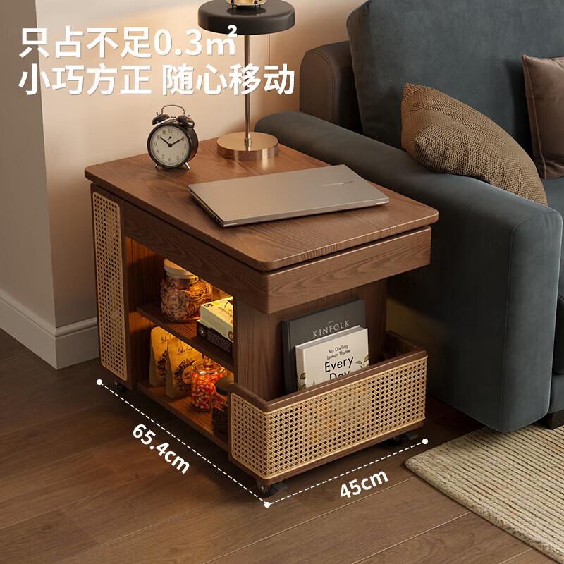 实木升降茶几桌小户型客厅家用沙发边柜可移动小推车巴士边几
