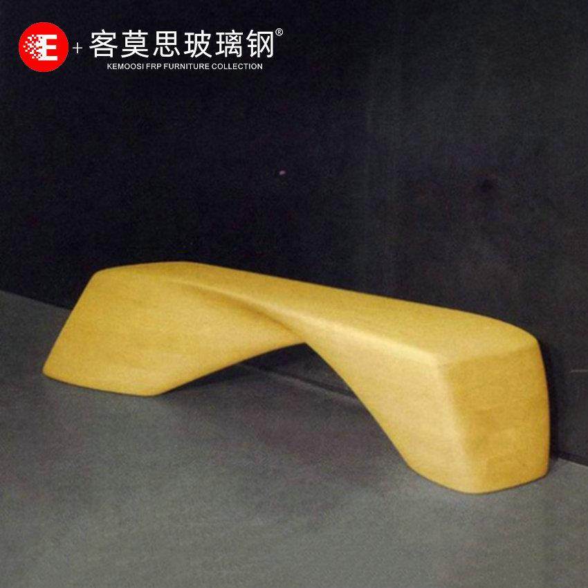 玻璃钢休闲椅个性木纹户外公共场所休息长凳商场美陈异形座椅