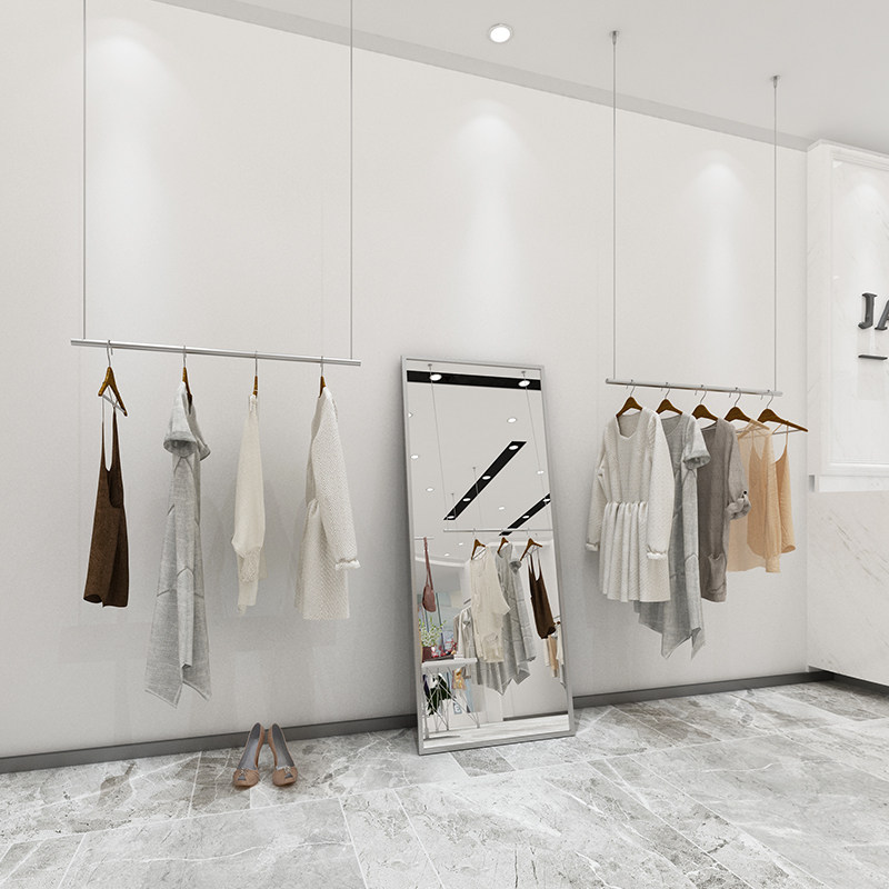 服装店展示架挂衣杆简约墙上悬挂服装架童装店钢丝吊架不锈钢货架,商业/办公家具,服装展示架,淘宝优惠券,粉丝福利购,淘宝优惠卷