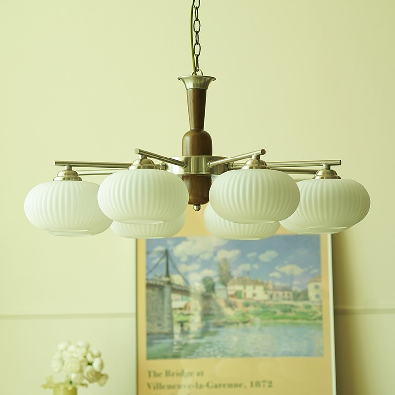 中古Vintage包豪斯吊灯客厅主灯新中式复古实木侘寂风卧室餐厅灯