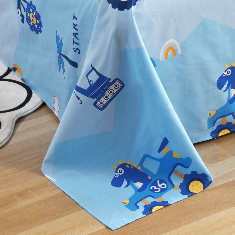 小汽车工程车男孩挖土机全棉牀单单件儿童男童卡通挖土机纯棉被单