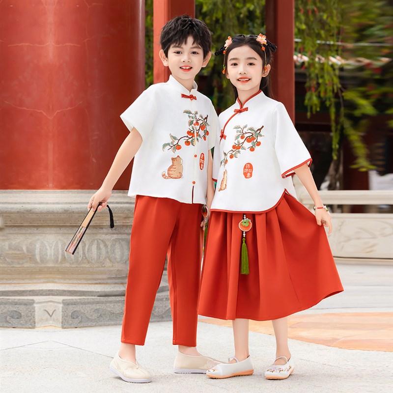 六一儿童演出服幼儿园中国风马面裙女童毕业汉服小学生合唱表演服