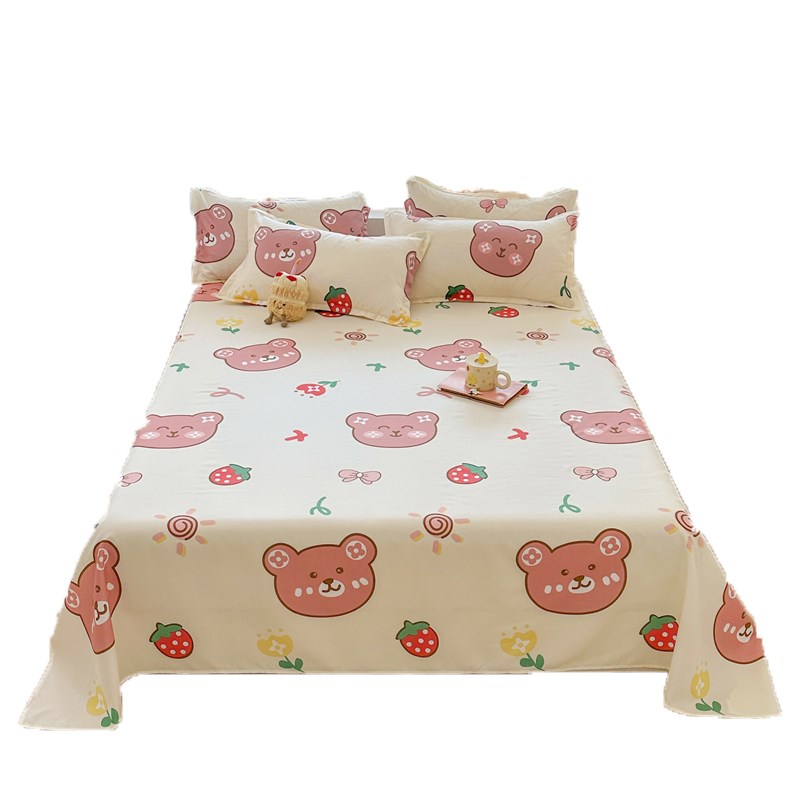夏季床单单件非全棉纯棉单双人学生宿舍被单枕套三件套儿童水洗棉