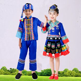 儿童少数民族怒族表演服男女童幼儿学生怒族阿昌族傈僳族舞台服装