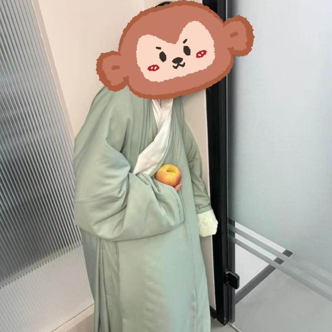 猴哥抽象表情包同款棉服家居服大圣凡人服孙悟空绿色长衫睡袍睡衣