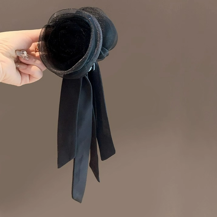 氛围感女神马尾抓夹缎面飘带