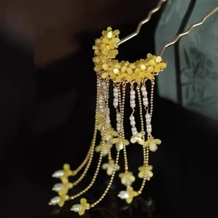 古风桂花发簪流苏发钗汉服盘发簪子明制配饰女鬓帘步摇马面裙头饰