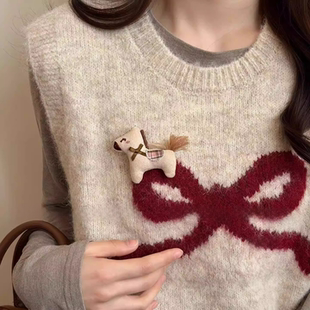 马年开运!可爱毛绒布艺小马胸针女大衣毛衣别针固定扣本命年配饰