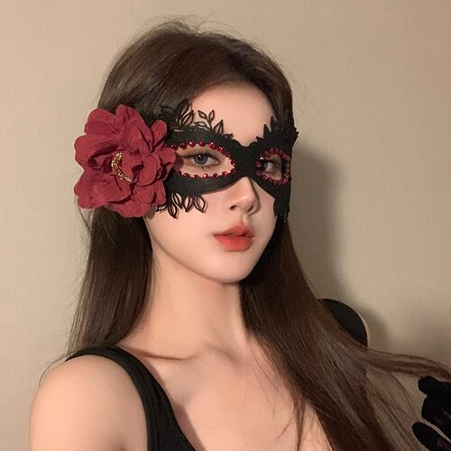 蕾丝羽毛面罩女晚会面具