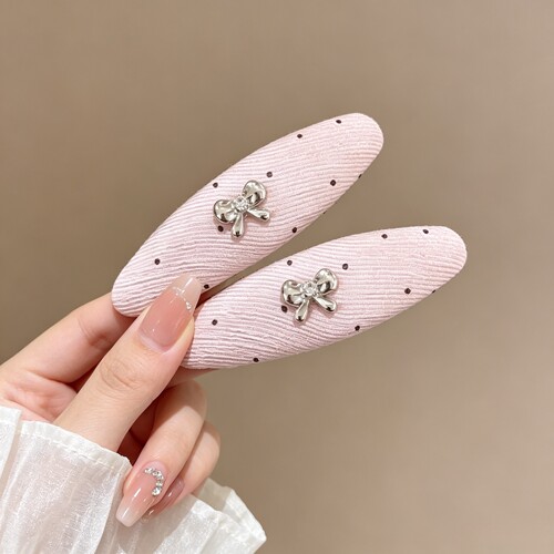 韩系波点银色蝴蝶结刘海BB夹
