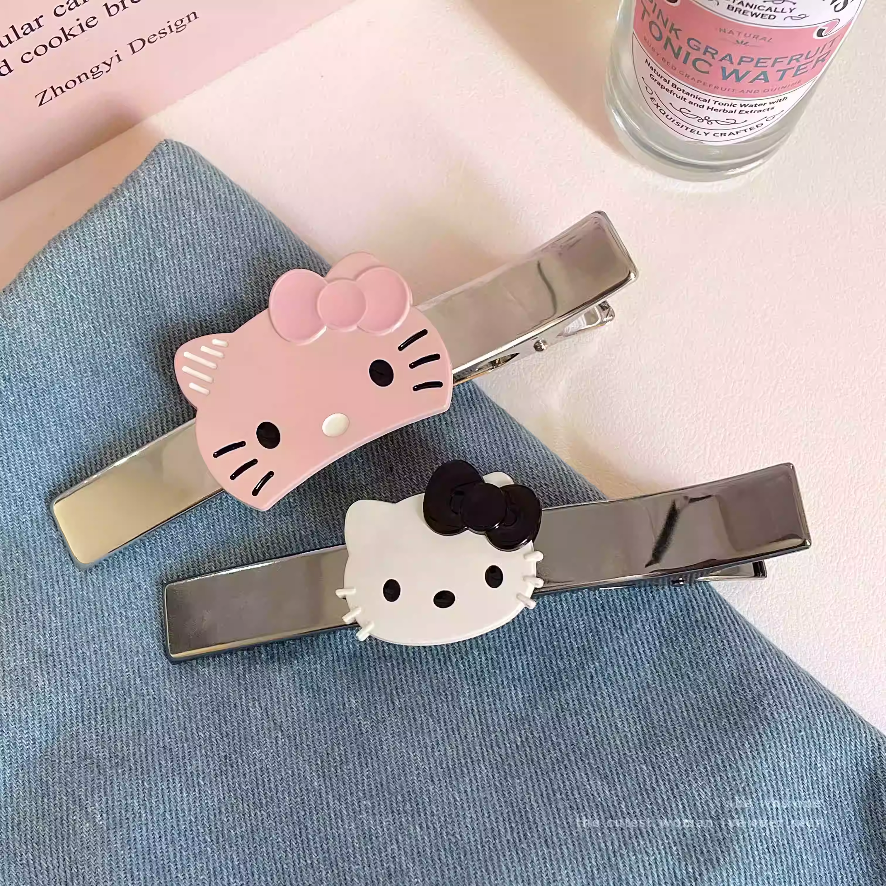 高级感金属猫咪一字夹大号横夹