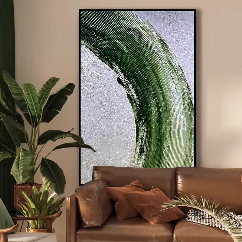 手绘油画肌理彩色大笔触现代极简玄关客厅大幅立体装饰画抽象挂画图片