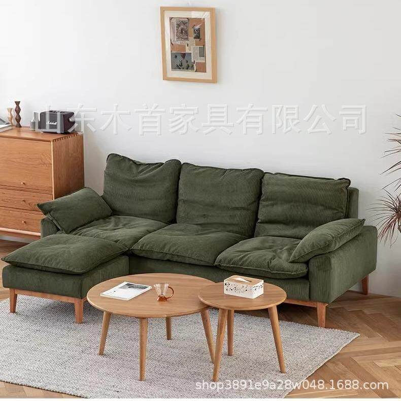 北欧实木布艺沙发樱桃木灯芯棉小户型客厅日式简约轻奢现代组合