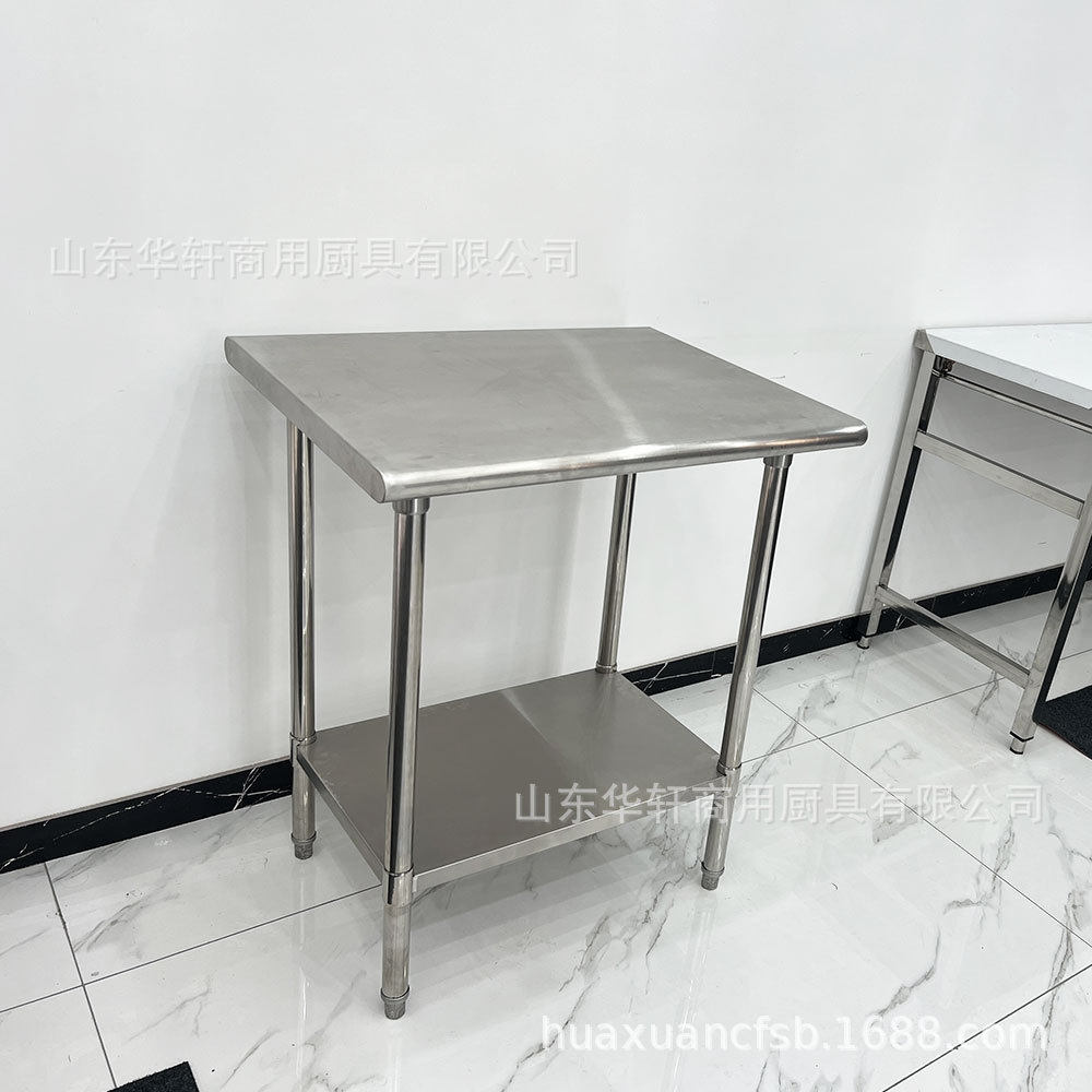 跨境不锈钢美式工作台圆弧台面带轮子操作台美式不锈钢打荷台