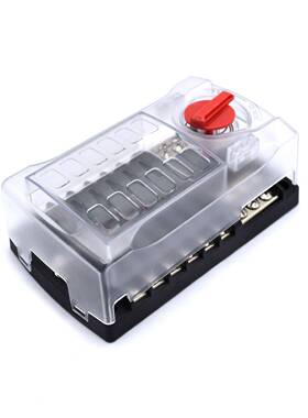 12路正负极汽车保险丝盒防尘盖带旋转开关保险盒12way带灯保险盒