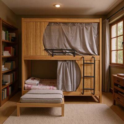 森格上下床拆卸结构宿舍公寓高低床现代简约多层板颗粒板多场景