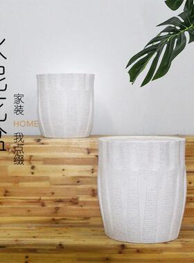 落地式水泥花盆大小号纯白色线条现代美陈写字楼摆设绿化盆镁泥盆