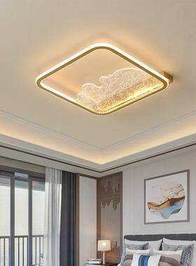 卧室吸顶灯2023新款房间灯现代简约创意亚克力刻花新中式书房灯