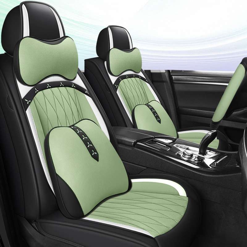 汽车坐垫四季通用全包围卡通网布夏季座椅套女神皮网布透气小车套