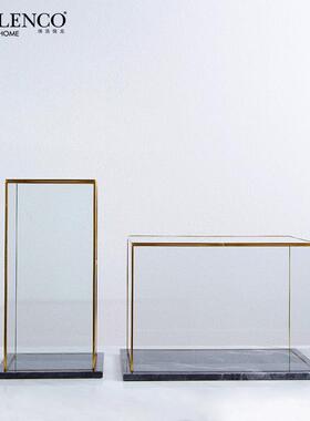 现代轻奢灰色大理石玻璃罩创意家居时尚样板房别墅工艺品摆件手工