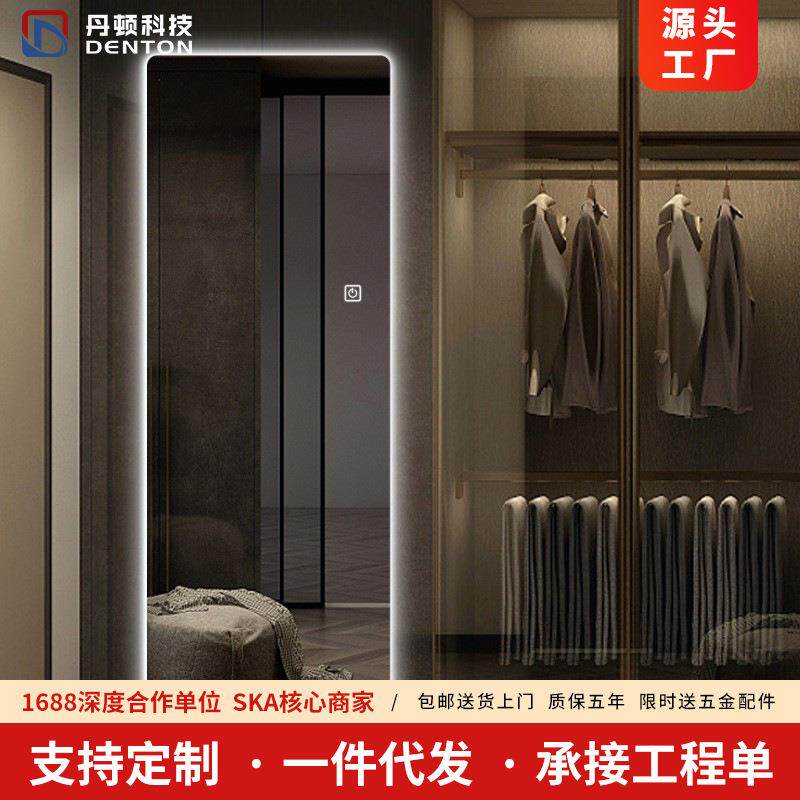 无框全身镜子穿衣镜led灯镜壁挂圆角服装店智能试衣镜带灯装饰镜