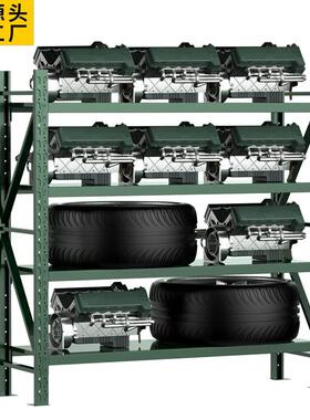 货架仓储中型仓库家用架铁架子库房置物架储物架展示架军绿色