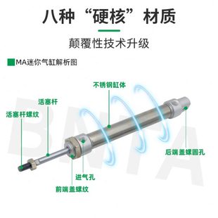 150 100 125 CA带磁可调 25x50 小型气动不锈钢迷你气缸MA20