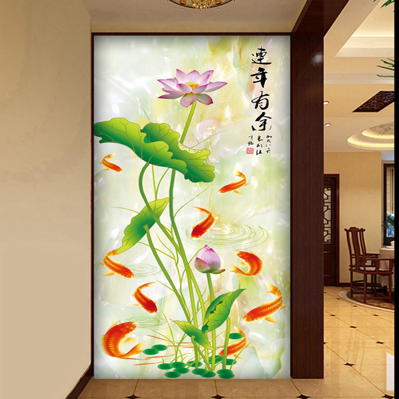 入户玄关装饰画现代简约客厅走廊尽头墙壁画过道竖版中式壁画壁纸