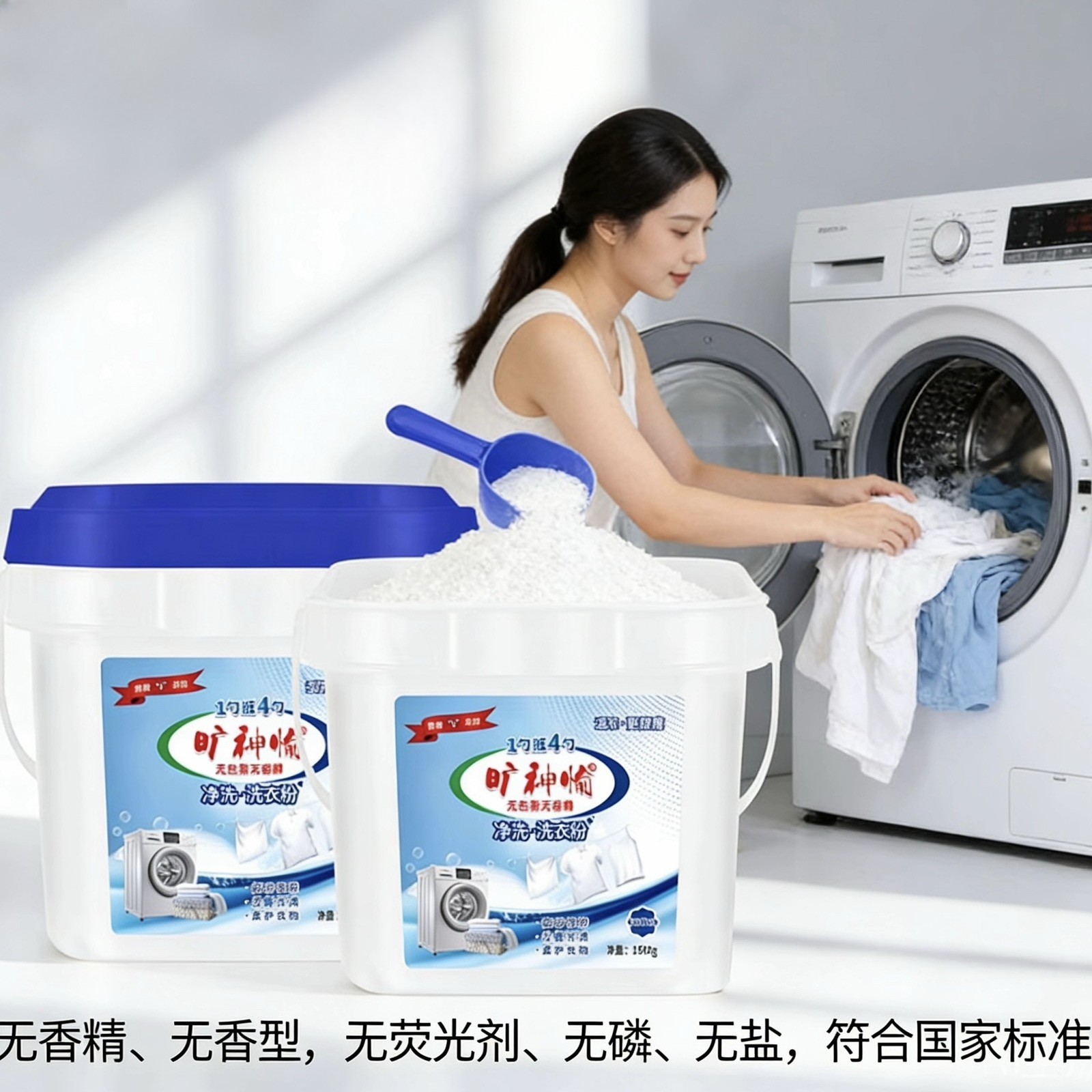 【安心购*国标】桶装无香味洗衣粉无磷无荧光剂校服净洗去污家用