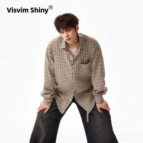 VisvimShiny美式格纹撞色衬宽松