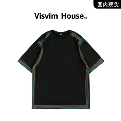 VISVIM BESSEL夏季潮流扎染纯棉短袖T恤男女同款宽松时尚体恤上衣
