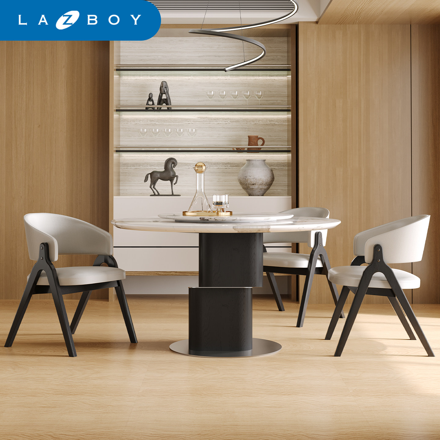 LAZBOY乐至宝圆形大理石餐桌高级轻奢别墅家用简约现代PTLZ5010T,住宅家具,大理石餐桌,淘宝优惠券,粉丝福利购,淘宝优惠卷