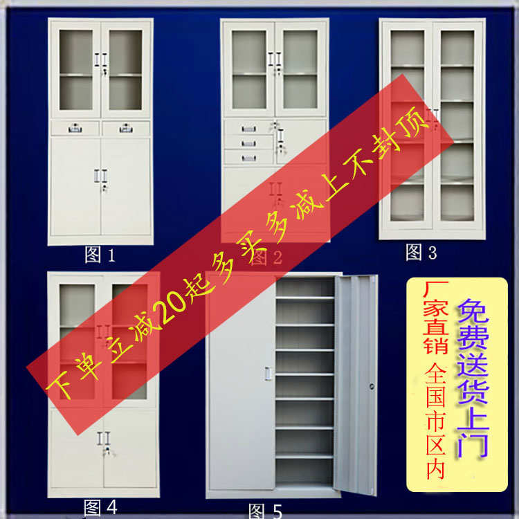 加厚办公玻璃门档案文件柜财务凭证资料柜铁皮带锁更衣储物柜厂